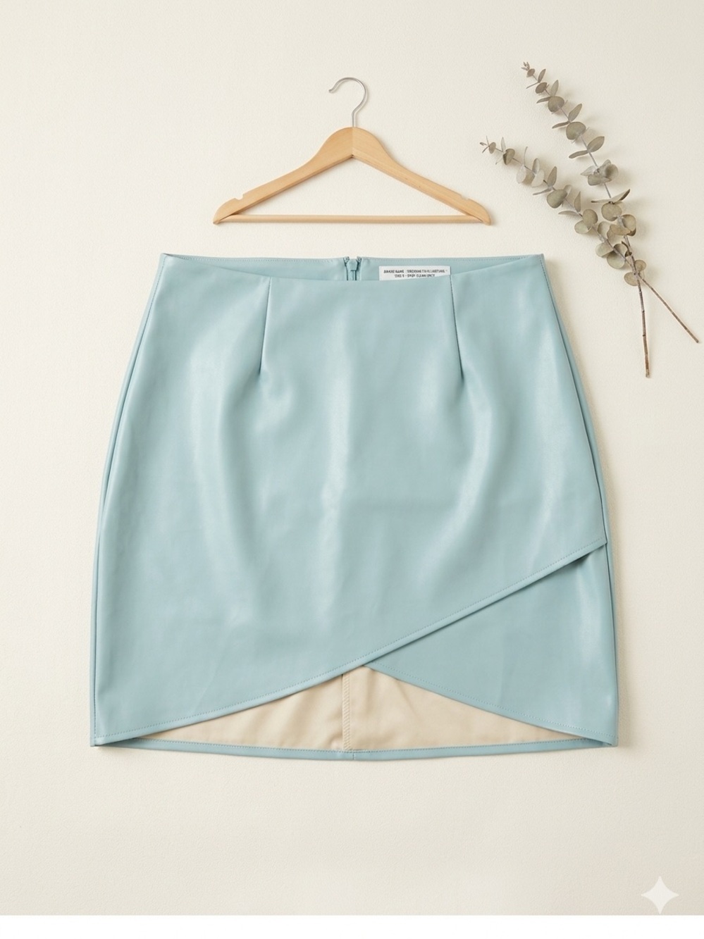 Boutique 9 Sky Blue Faux Leather Midi Skirt